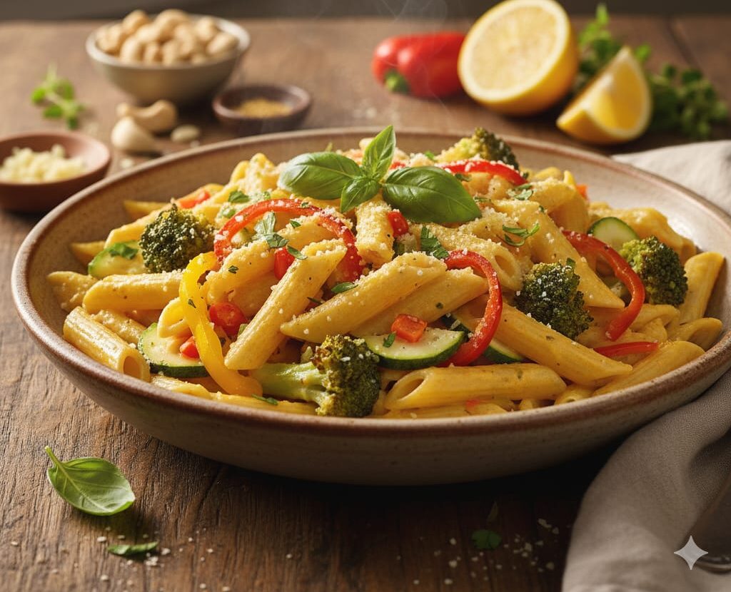 Sebzeli Kremalı Kajulu Makarna Tarifi |