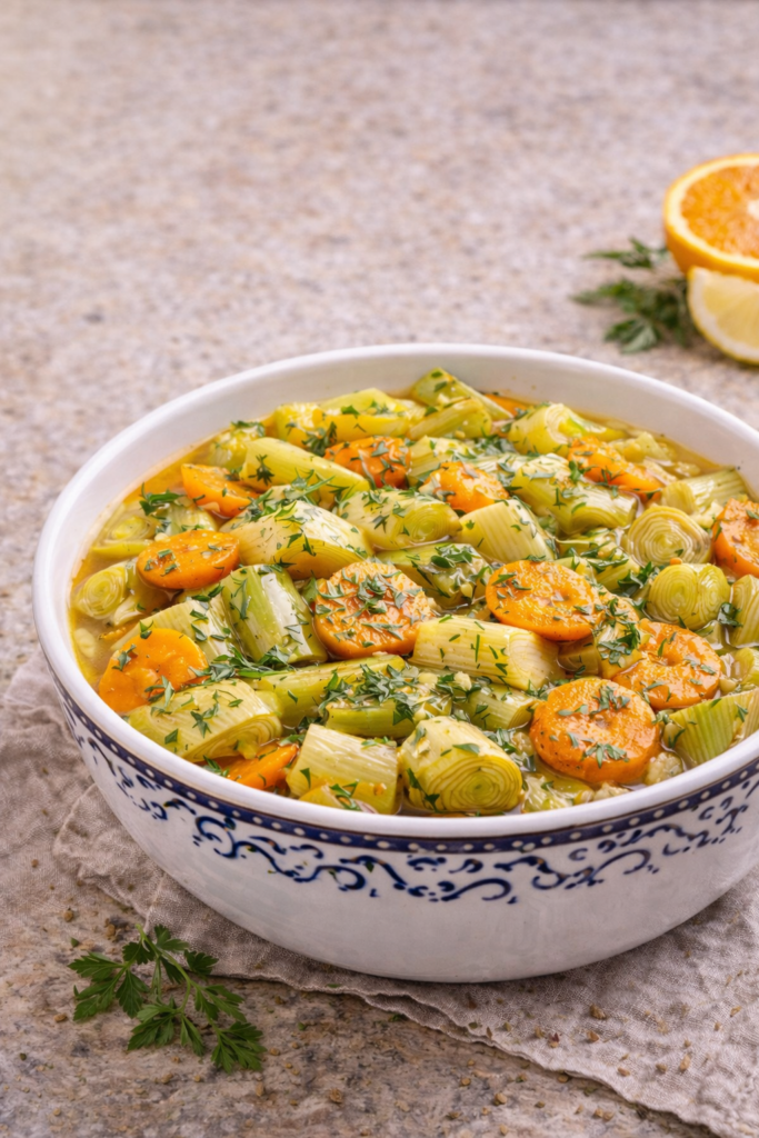 Portakal Aromalı Zeytinyağlı Pırasa Tarifi