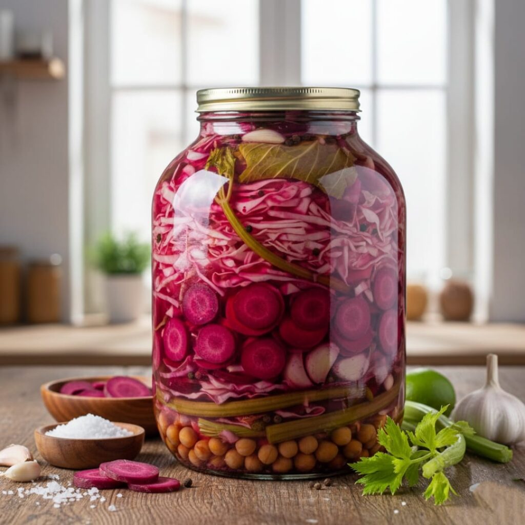 Mor Havuçlu Beyaz Lahana Turşusu Tarifi