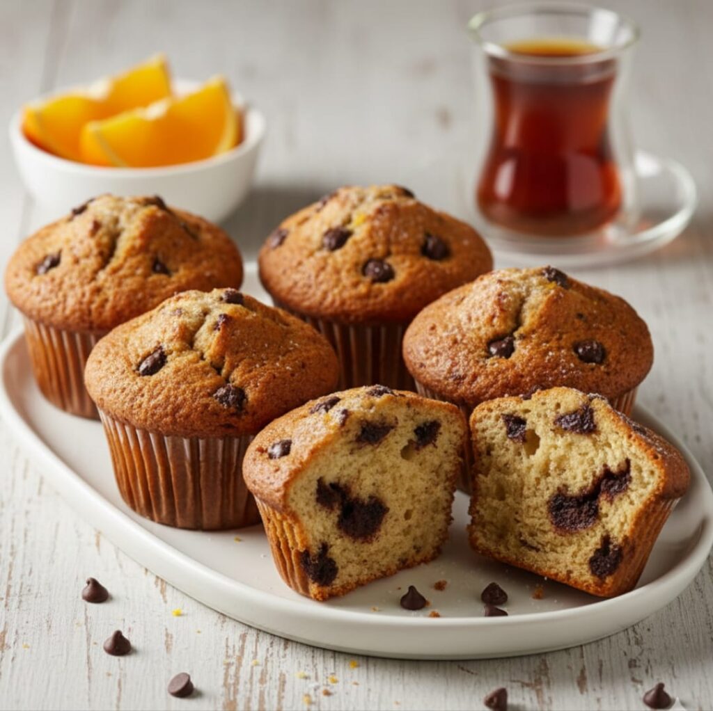 Portakal Aromalı Damla Çikolatalı Topkekler Tarifi