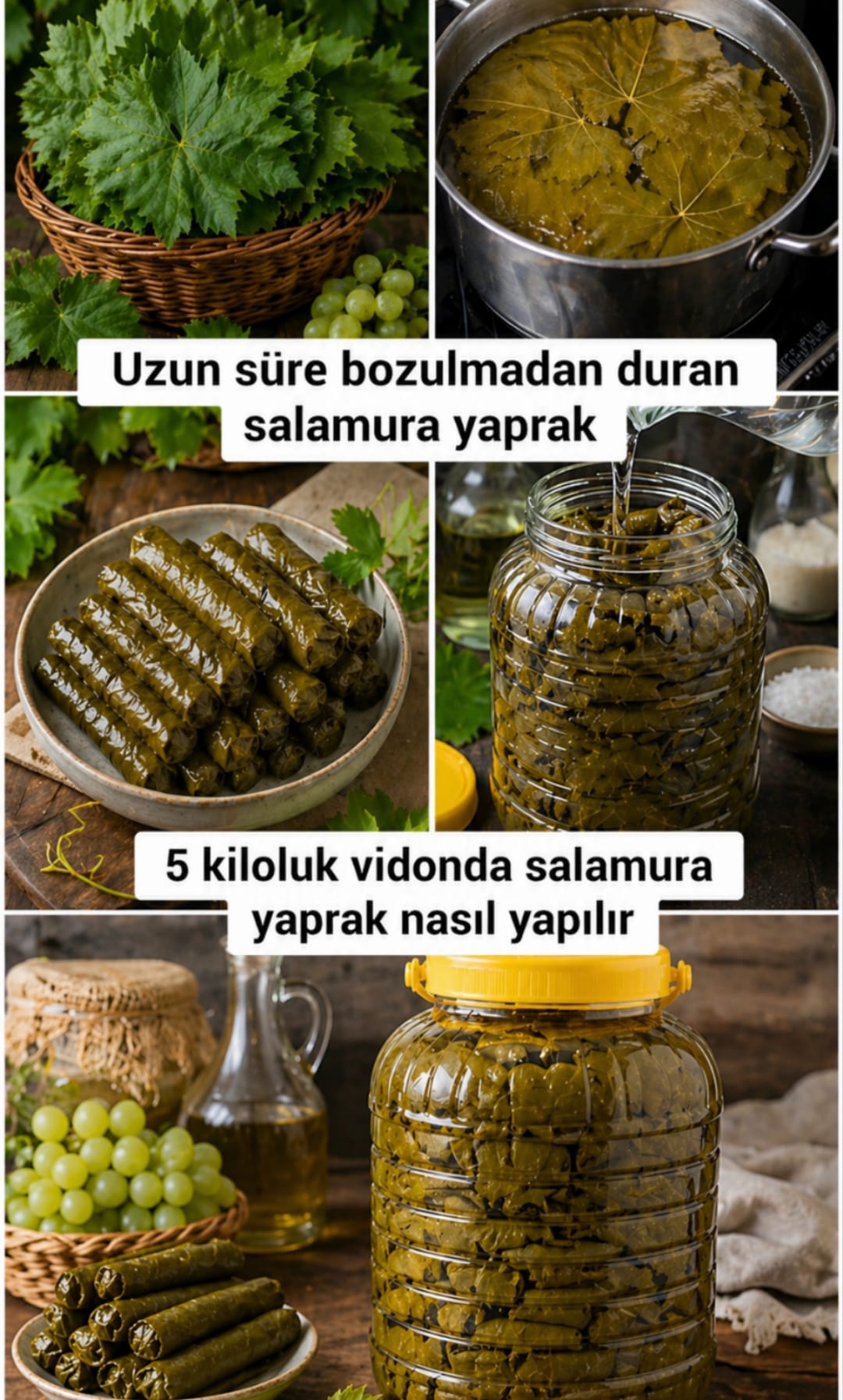 5 Kiloluk Bidonda Üzüm Yaprağı Salamurası Tarifi 