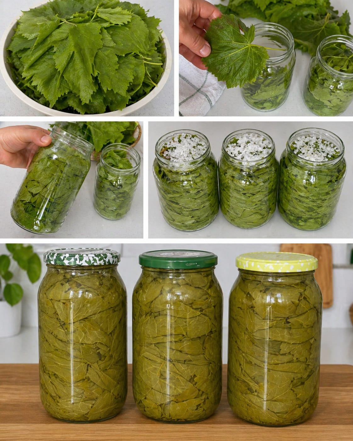 Kavanozda Salamura Üzüm YaprağıUzun Süre Dayanan Yöntem