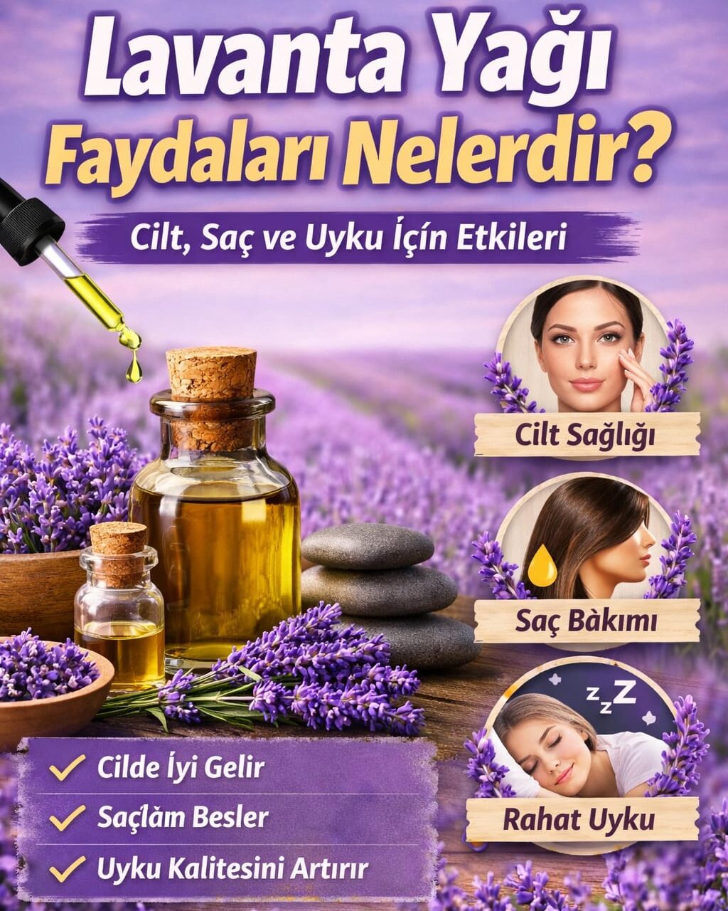 “Lavanta Yağı Faydaları Nelerdir? Cilt, Saç ve Uyku İçin Etkileri